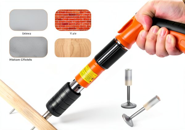 Concrete Nail Gun Kit with 220pcs Nails, Steel Nail Gun, Manual Nail Gun for Concrete, Portable Woodworking Decoration Concrete Nailer Gun, Nail Shooter Gun-3