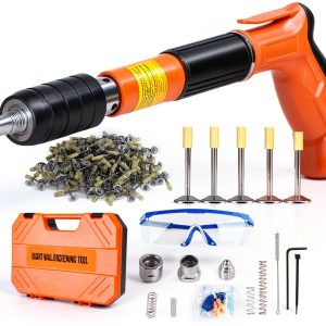 Concrete Nail Gun Kit with 220pcs Nails, Steel Nail Gun, Manual Nail Gun for Concrete, Portable Woodworking Decoration Concrete Nailer Gun, Nail Shooter Gun-0