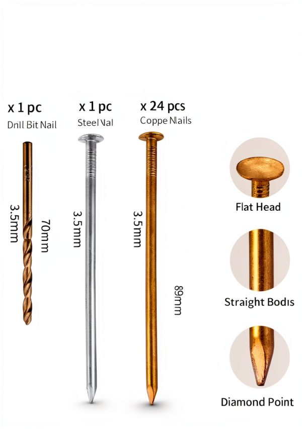 Copper Nails Stump Killer 20pcs 3.5in Set with Steel & Drill Nails-1
